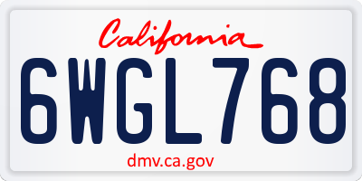 CA license plate 6WGL768