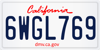 CA license plate 6WGL769