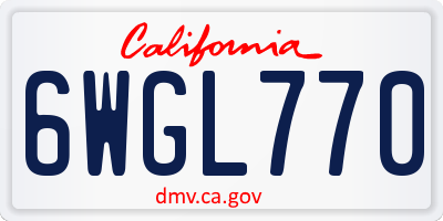 CA license plate 6WGL770