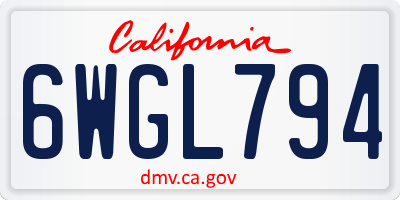 CA license plate 6WGL794