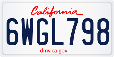 CA license plate 6WGL798