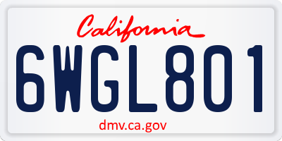 CA license plate 6WGL801