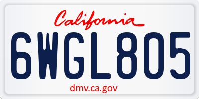 CA license plate 6WGL805