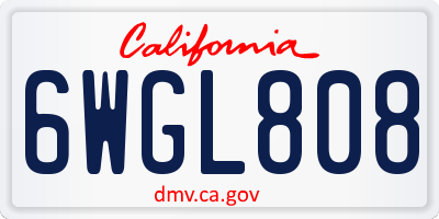 CA license plate 6WGL808