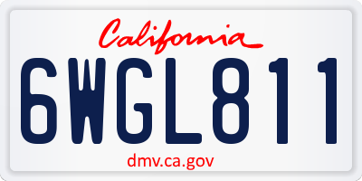 CA license plate 6WGL811