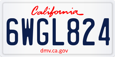 CA license plate 6WGL824
