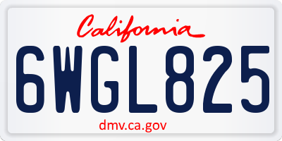CA license plate 6WGL825