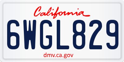 CA license plate 6WGL829