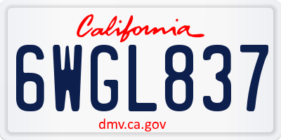 CA license plate 6WGL837