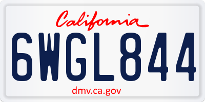 CA license plate 6WGL844