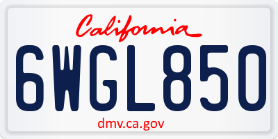 CA license plate 6WGL850