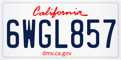 CA license plate 6WGL857