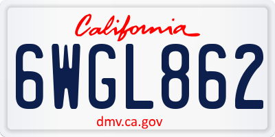 CA license plate 6WGL862