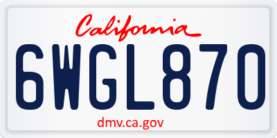 CA license plate 6WGL870