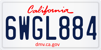 CA license plate 6WGL884