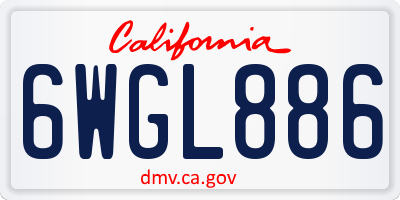 CA license plate 6WGL886