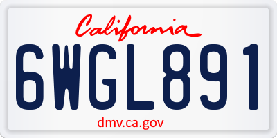 CA license plate 6WGL891