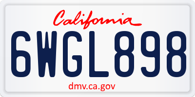 CA license plate 6WGL898