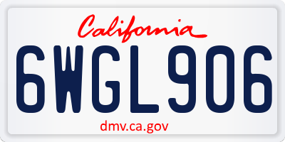 CA license plate 6WGL906