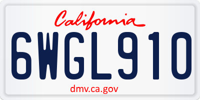 CA license plate 6WGL910