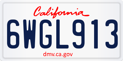 CA license plate 6WGL913