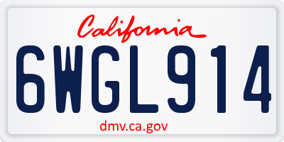 CA license plate 6WGL914