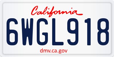 CA license plate 6WGL918