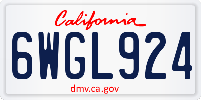 CA license plate 6WGL924