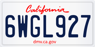 CA license plate 6WGL927