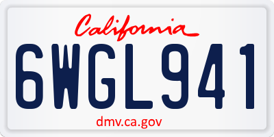 CA license plate 6WGL941