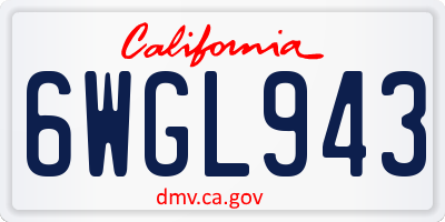 CA license plate 6WGL943