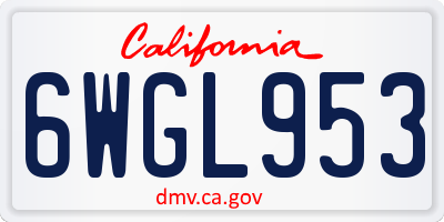 CA license plate 6WGL953