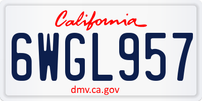 CA license plate 6WGL957