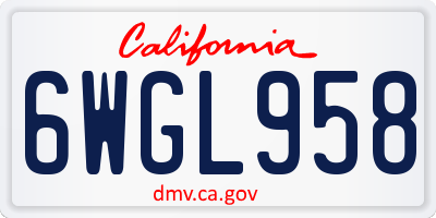CA license plate 6WGL958