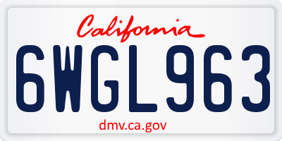 CA license plate 6WGL963