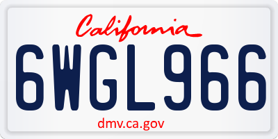 CA license plate 6WGL966
