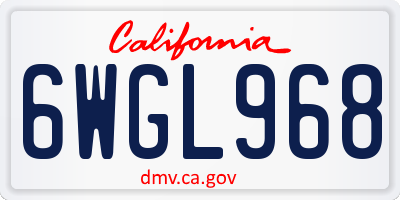 CA license plate 6WGL968