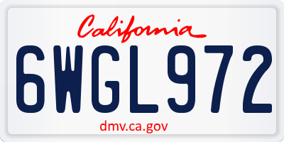CA license plate 6WGL972