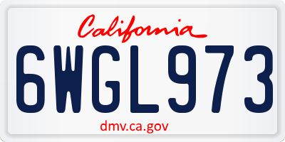 CA license plate 6WGL973