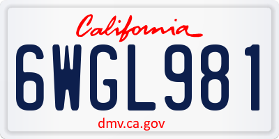 CA license plate 6WGL981
