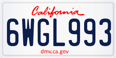 CA license plate 6WGL993
