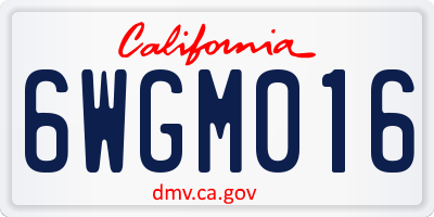 CA license plate 6WGM016