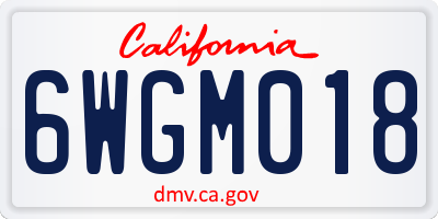 CA license plate 6WGM018