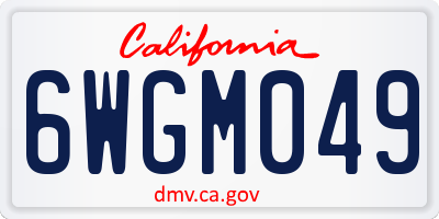 CA license plate 6WGM049