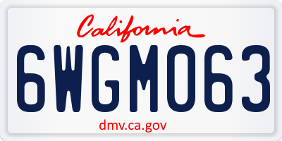 CA license plate 6WGM063