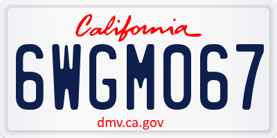 CA license plate 6WGM067