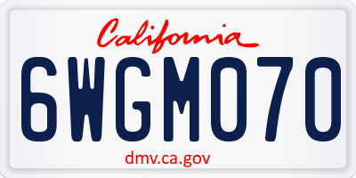 CA license plate 6WGM070