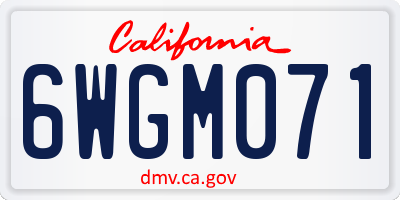 CA license plate 6WGM071