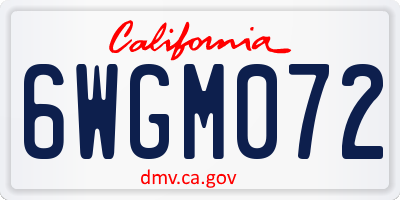 CA license plate 6WGM072