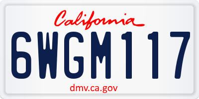 CA license plate 6WGM117